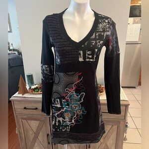 Mickie D designer vintage women’s vneck abstract artsy dress